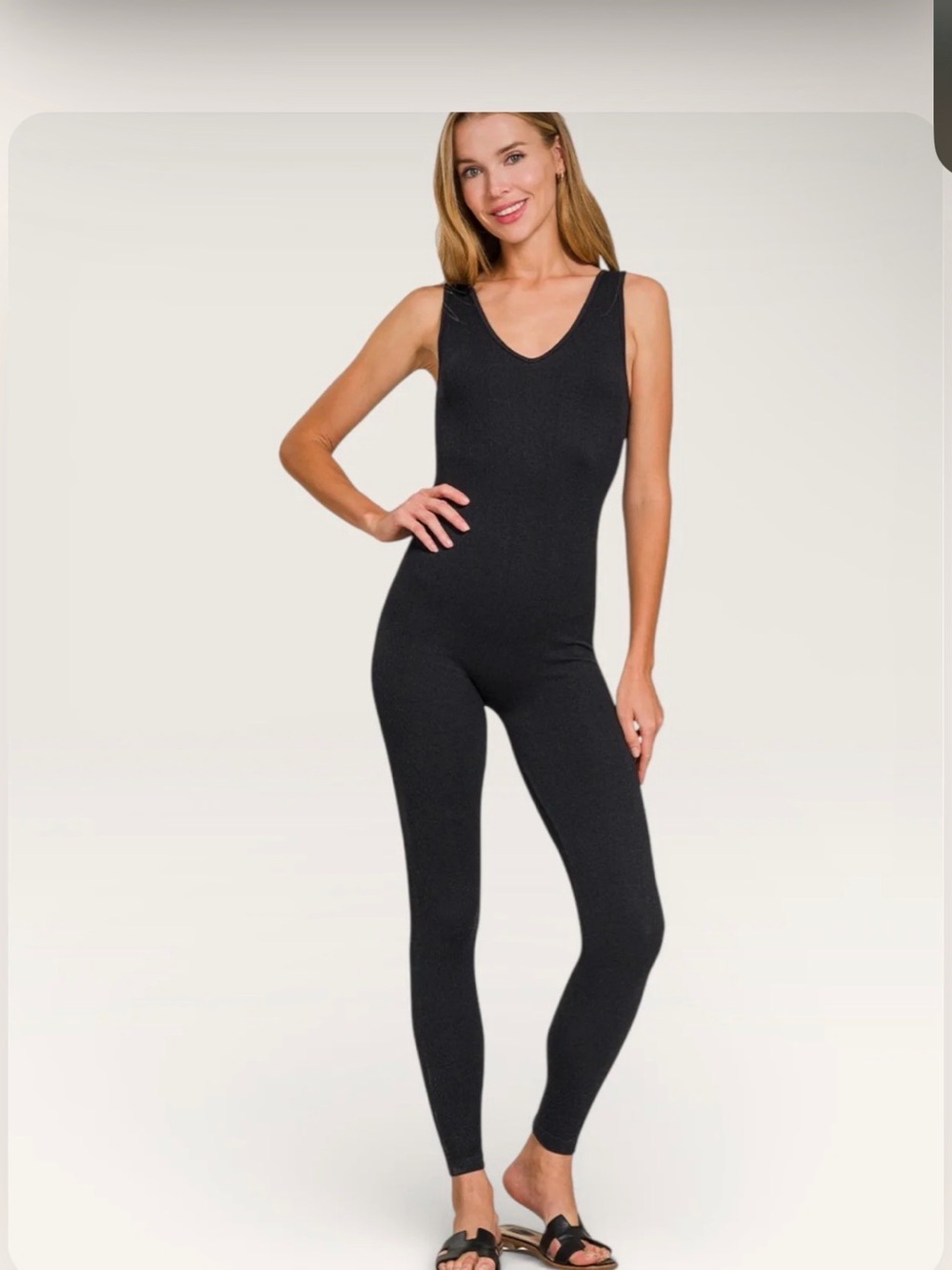 Zenana Outfitters Black Ribbed Tank Jumpsuit